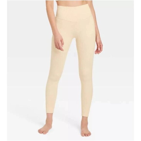 JoyLab Women's Seamless Cable Knit 7/8 Leggings Brown/Ivory Size XL 2Pk - Picture 3 of 8